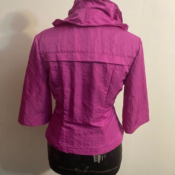 Design Today's Vintage Magenta Pink ruffle collard 3/4 sleeves blazer, size S - Picture 3 of 5